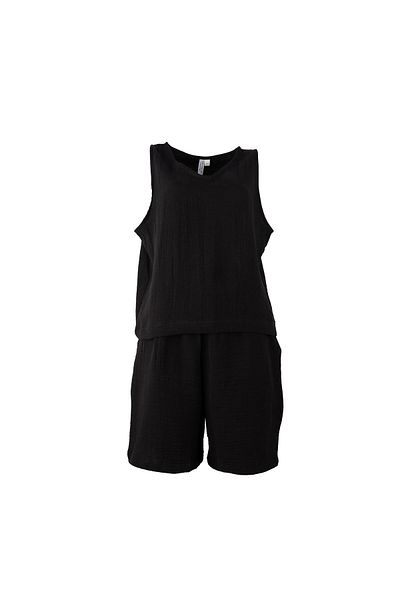 Baveno Natural Muslin Fabric Casual Women's Shorts Set Baveno