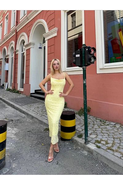 Bak Moda Guipure Yellow Dress