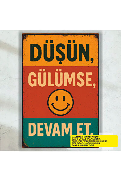 Hayat Poster düşün gülümse devam et mutluluk motivasyon sözleri duvar yazılar...