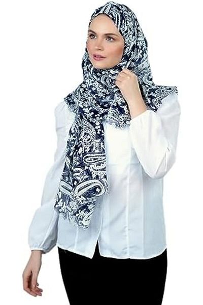 AMICA Paisley Printed Hijab Soft Natural Fiber Head Scarf For Women