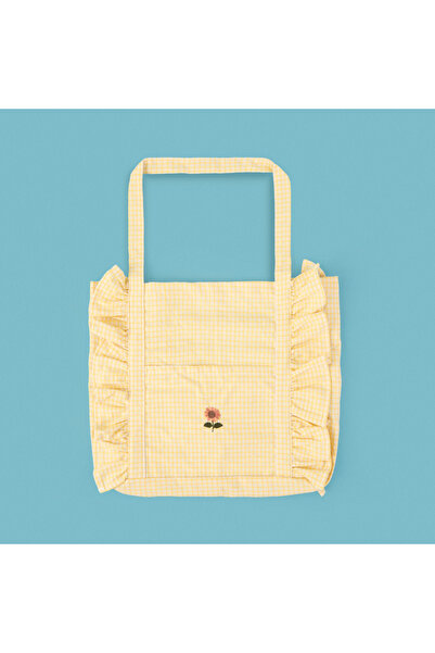 Evidea Geanta moale brodata - Galben / Ecru - 35x40 cm