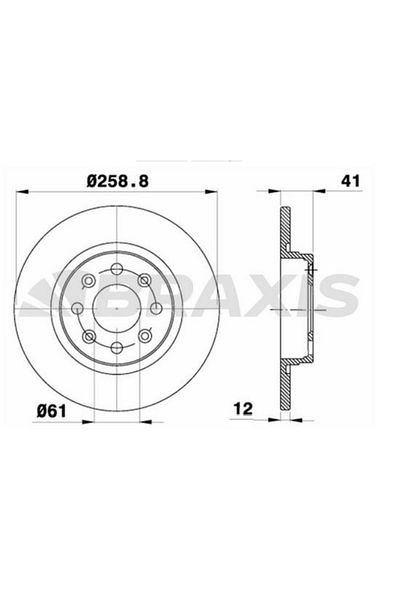 BRAXIS On brake mirror (disc)dacia logan 04>sandero 08>twingo i, ii smart fortwo 1.0 1.2 1.4 1.5dci 1.6 (eu