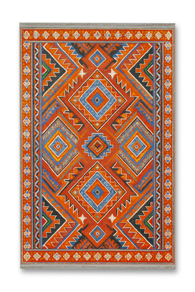 Rugs Modern Halı MOSSO Πορτοκαλί έθνικ σχέδιο με κρόσσια, υφαντό διακοσμητικό...