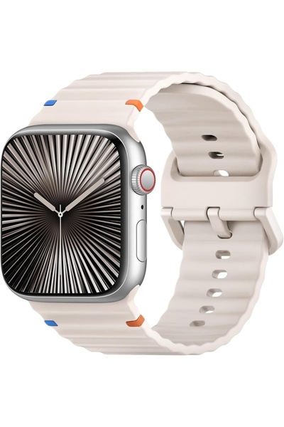 Alstrap Apple Watch 4 5 6 7 8 9 10 Se Ultra Uyumlu 44 45 46 49mm Dalgalı Tasa...