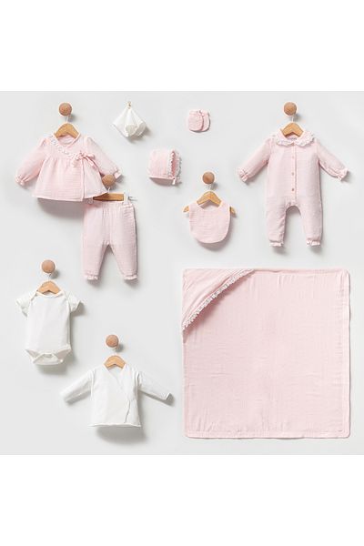 Cassiope Muslin Ruffled Ten-Piece Hospital Discharge Set 100% Cotton