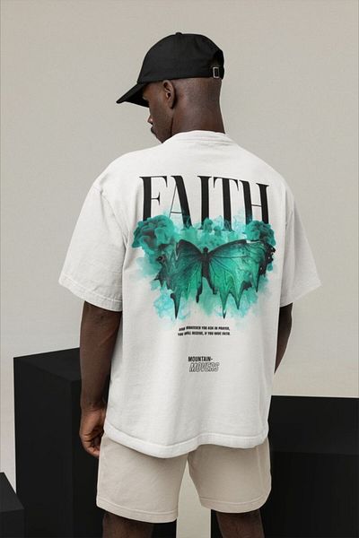 ACTIVE MODA -Men's Cotton Printed Faith Tshirt Oversize Large Size
