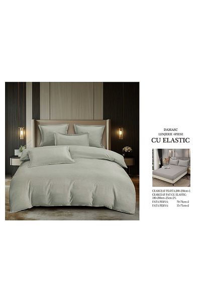 CHIRASO CHIRASO Linen, DAMASK, ELASTIC Sheet 180X200+25cm, Duvet Sheet 200x230cm and 4 Pillowcases