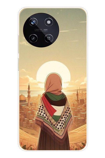 TechTree حافظة سيليكون شفافة متوافقة مع هاتف Realme 11 4G Filistine Freedom Girl