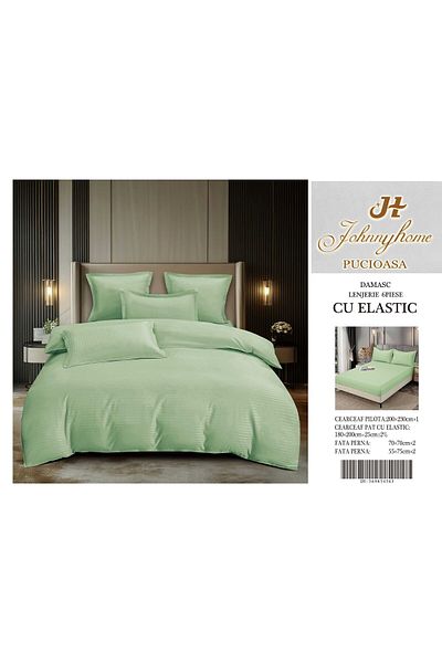 CHIRASO CHIRASO Linen, DAMASK, ELASTIC Sheet 180X200+25cm, Duvet Sheet 200x230cm and 4 Pillowcases