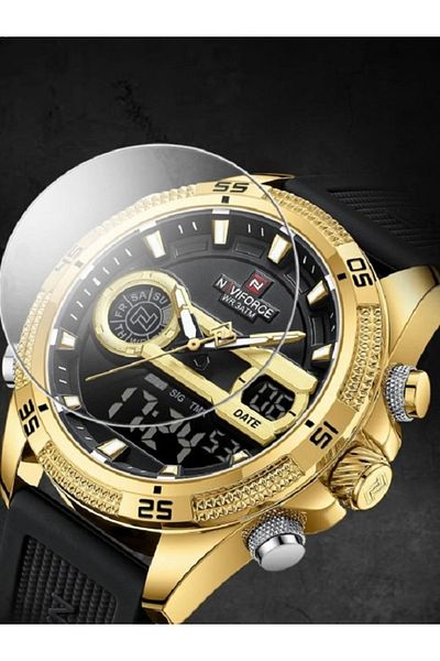Naviforce Men's Watches Military Digital Analog Quartz Watch with Alarm for Men Dual Time Alarm Chronograph