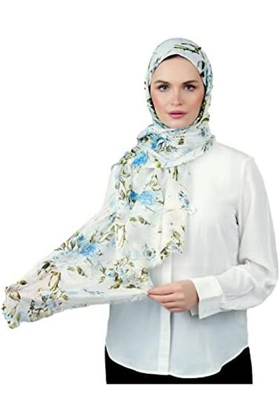 AMICA Floral Printed Scarf In Blue, Standard