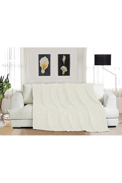 Sivalde Rabbit Hair Cream Checkerboard Seat Cover, Non-Slip Sofa Bed/Sofa Cover |   180 X 220 Cm, 1 Piece