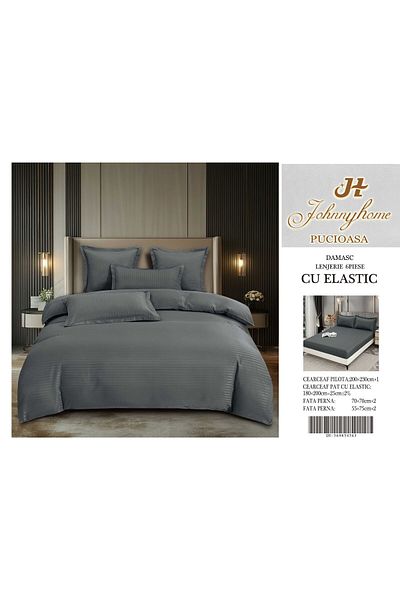 CHIRASO CHIRASO Linen, DAMASK, ELASTIC Sheet 180X200+25cm, Duvet Sheet 200x230cm and 4 Pillowcases