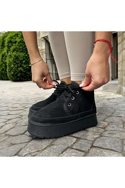 Jarrox Molly Fur Laced Lightweight Flat Poly Sole Comfortable Daily Women's Boots