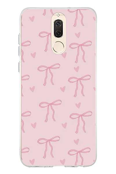 TechTree Huawei Mate 10 Lite Uyumlu Pembe Kalpli Fiyonklar Şeffaf Silikon Kılıf