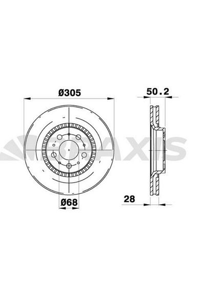 BRAXIS On Brake Mirror Volvo S60 I 00> S80 (98 06) V70 (97 00) Xc70 00>07 (305X25X5Dlxhavali) 16 Rims