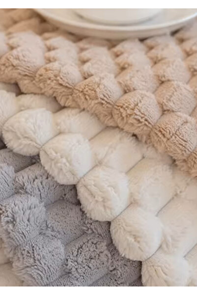 Sivalde Tavşan Tüyü Vizon Dama Desen Koltuk Örtüsü, Çekyat/kanepe Örtüsü | 180 X 220 cm, 1 Parça