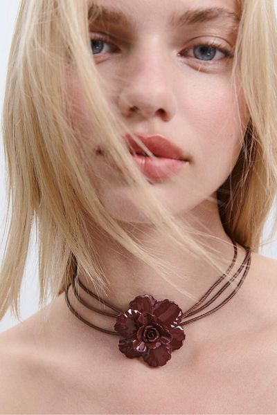 Stradivarius Cord necklace with metal flower