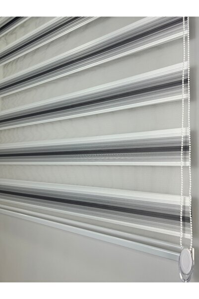 Binbirperde Pileli İki Renk-Gri-Siyah Ev-Ofis Perdesi Aluminyum Sistem Düz