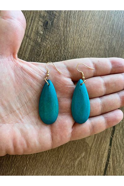 Büyük Hanım Wooden Colorful Drop Model Earrings