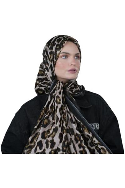 AMICA Leopard Print Hijab Soft Scarf For Women In Natural Fiber
