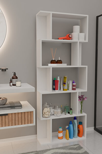 Remaks SCALA 5 Raflı Banyo Dolabı Banyo Rafı Çok Amaçlı Dolap-BEYAZ