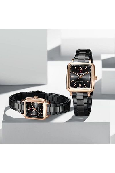 Naviforce Couple Bold Watches – Matching Stainless Steel Analog Watches for Him & Her