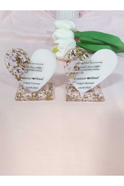 Demet Art Studio Reçineye Hayat Veriyoruz Hediyelik 25'li Gold Varak Kalp Hat...