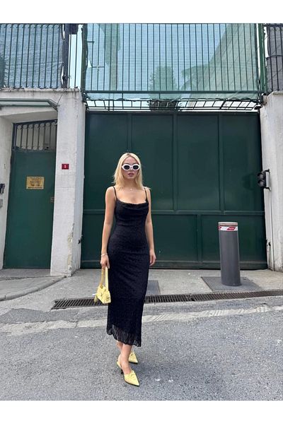 Bak Moda Rochie neagră cu dantelă