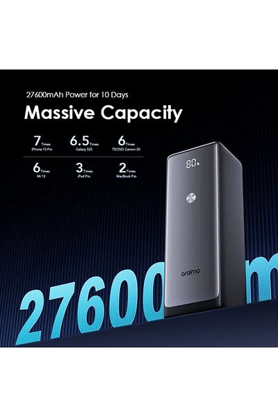 oraimo Power Bank PowerJet 130 2-USB-C and USB Ports 27600mAh 130W - Black