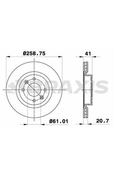 BRAXIS On brake mirror (disk) haval r19 clio i ii kangoo megane i symbol i ii twingo i ii logan sandero 1,