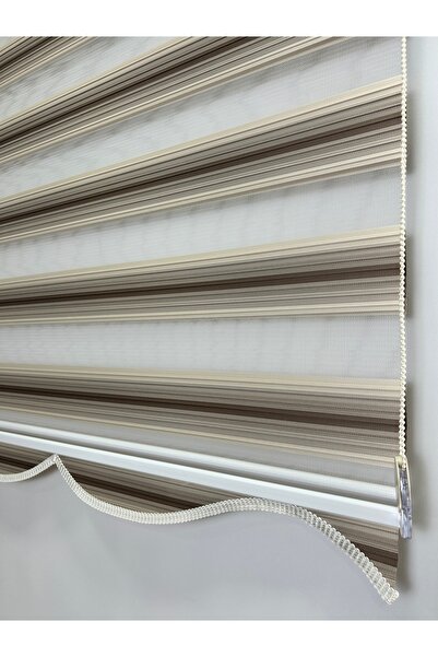 Binbirperde Dilimli Pileli İki Renk-Kahve-Krem Ev-Ofis Perdesi Aluminyum Sistem