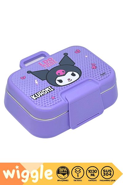 WİGGLE Bento 1030ml Lunchbox Kuromi Licensed Single Layer 2 Compartment Stainless Steel Lunch Box Lunch Box