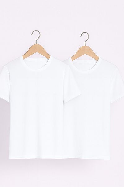 QKK Men's 100% Cotton 2-Piece Crew Neck White Undershirt Undershirt Q2Ik1L1Kk5E.2Li