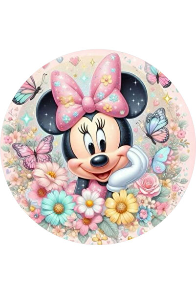 BatıDoğu Minnie Mouse Yuvarlak Pasta Yenilebilir Resim Baskı 20 cm