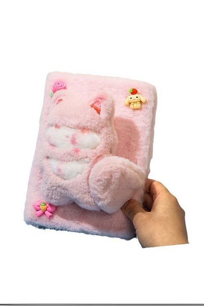 Ecrou Plush Cute Figured Notebook Pink