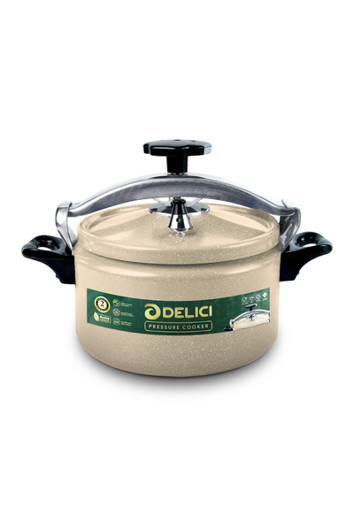 DELICI طنجرة ضغط ألومنيوم سعة 9 لترات | قاعدة متينة | قفل أمان | توزيع متساوٍ...