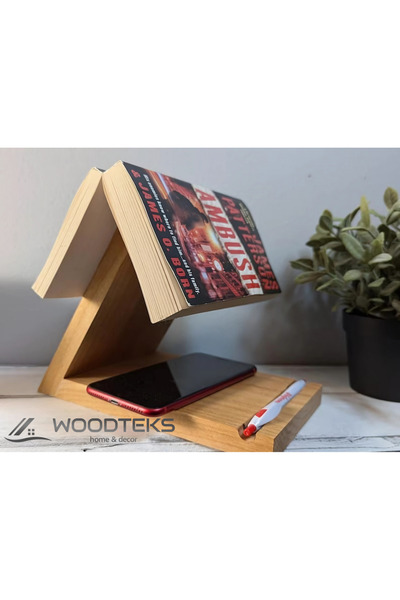 mywoodteks Ahşap Kitap ve Tablet Standı | El Yapımı Çok Amaçlı Masaüstü Organ...