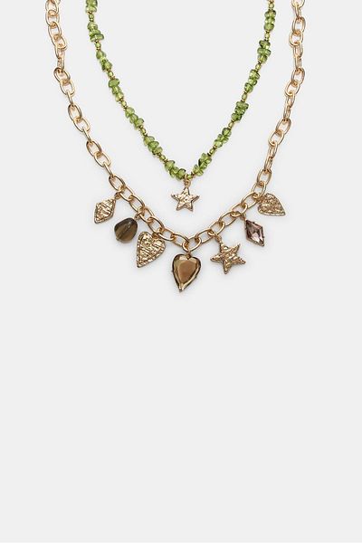 Stradivarius Set of 2 multi-charm necklaces