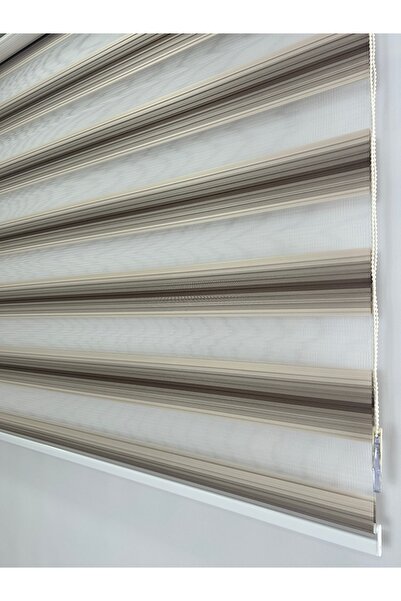 Binbirperde Pileli İki Renk-Kahve-Krem Ev-Ofis Perdesi Aluminyum Sistem Düz