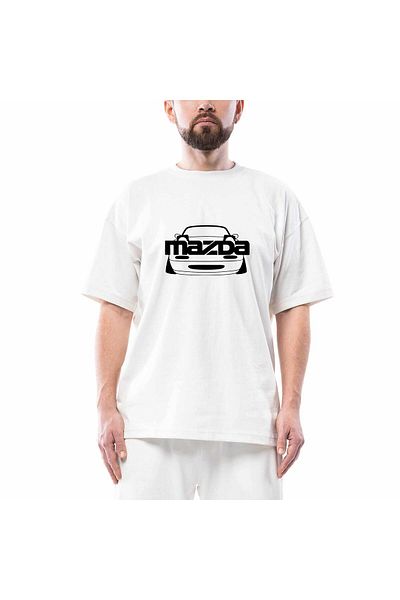 Z zepplin Mazda Rx 7 Text Car Oversize White T-Shirt