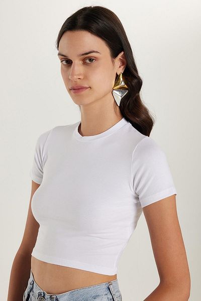 Tudors Tricou alb din bumbac, slim fit, cu decolteu rotund