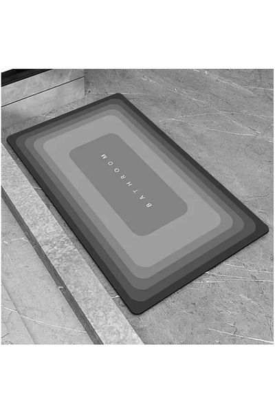 AYGÖREN HOME Gray Square Magic Water Absorbent Bath Mat Non-Slip Based Ablution Mat 3 mm 38X58