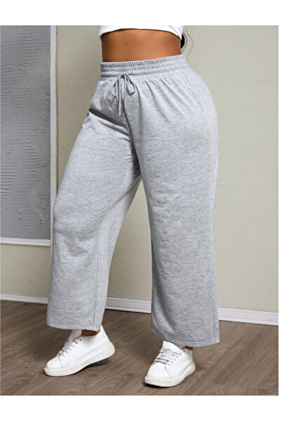 LOSSİA Kadın Gri Baggy Büyük Beden Bol Kesim Kaliteli Esnek Rahat Kumaş Eşofman Altı LOSSİA94