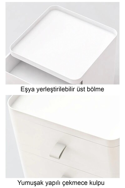 VİALEX STOREY 4 Çekmeceli Makyaj Organizeri 4 Katlı Çok Amaçlı Çekmeceli Organizer - Beyaz