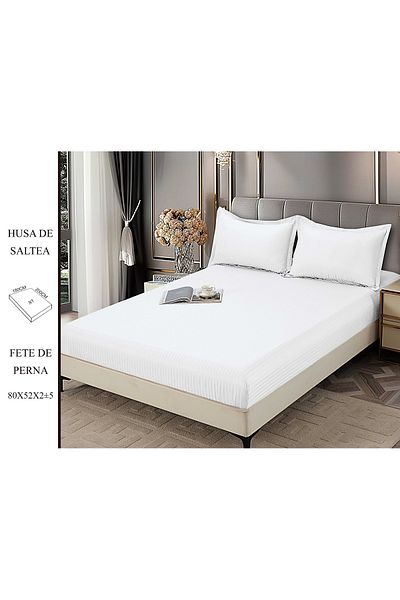 CHIRASO CHIRASO Bed Cover Set, DAMASK, for 180x200 cm mattress and 2 Pillowcases 52x80cm, white