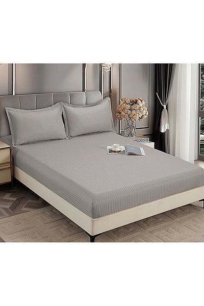 CHIRASO CHIRASO Bed Cover Set, DAMASK, for 180x200 cm mattress and 2 Pillowcases 52x80cm, light gray