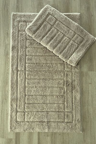 Thalia Home 100% Cotton Tufting Water Absorbent Soft Textured Bath Mat Set, Bathroom Carpet Set of 2 60X100 - 50X60