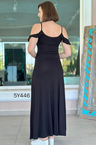İnce Topuk Off Shoulder Maxi Dress with Rope Strap 5Y446
