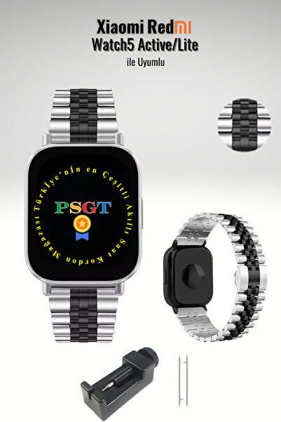 PSGT Xiaomi Redmi Watch 5 Active/Redmi Watch 5 Lite Uyumlu Rolex Tasarım Paslanmaz Çelik Rolex Kordon